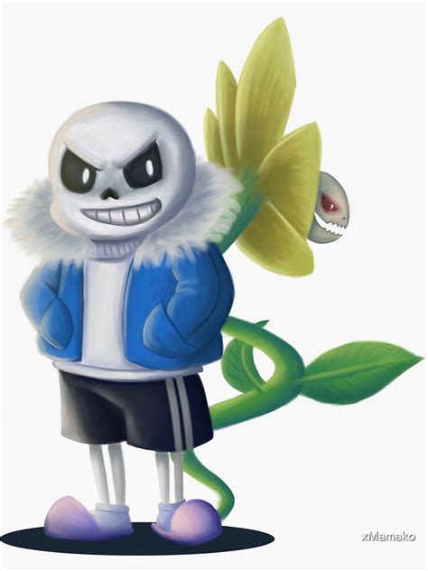 Undertale Flowey And Sans Sticker For Sale By Xmamako Redbubble