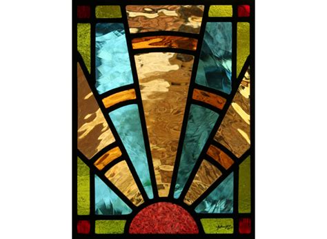 A Stained Glass Window With An Abstract Design