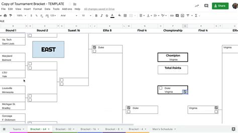 Editable March Madness Bracket Template Database