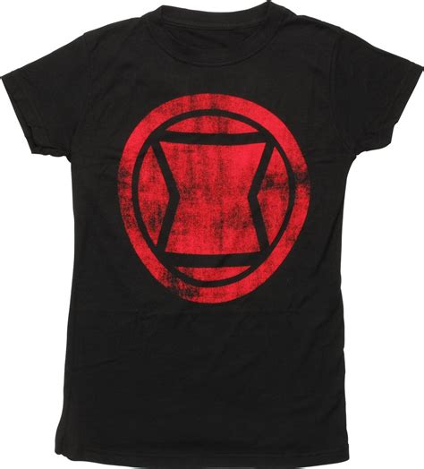 Black Widow Distressed Icon Juniors T Shirt