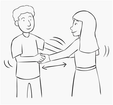 Two People Holding Both Hands And Facing One Another Line Art Hd Png