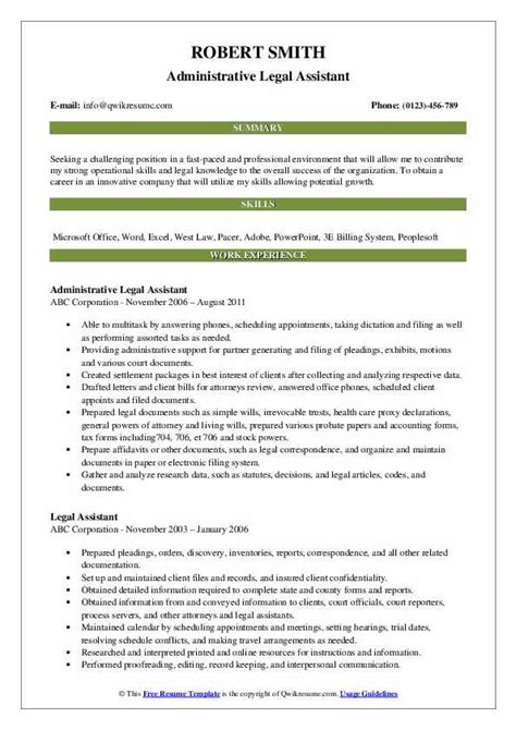 They often work in law firms, private businesses or the government. Legal Assistant Resume Samples | QwikResume