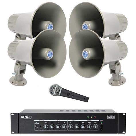 Public Address Sound System With 4 Atlas Sound Ga 15t Horn Loudspeakers