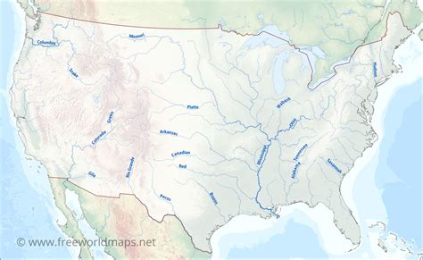 Major Rivers In The Us Map Map