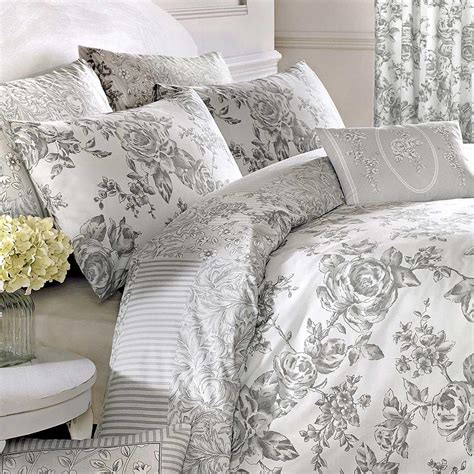 Grey Duvet Covers Floral Patchwork Toile Country Quilt Cover Luxury
