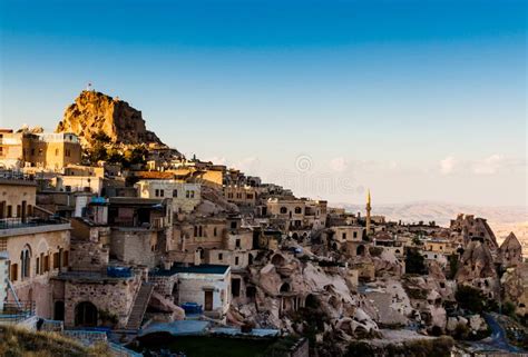 Sunset View Of The Fortress And The City Uchisar In Cappadocia