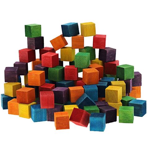 Blocks For Crafts Colorful Wooden Cubes 6 Colors 06 In 100 Pieces
