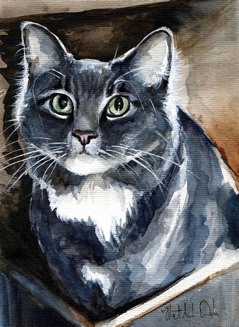 Long Haired Blue Cat Portrait By Dora Hathazi Mendes
