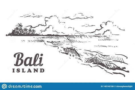 Hand Drawn Sketch Bali Illustration Isolated On White Background Stock