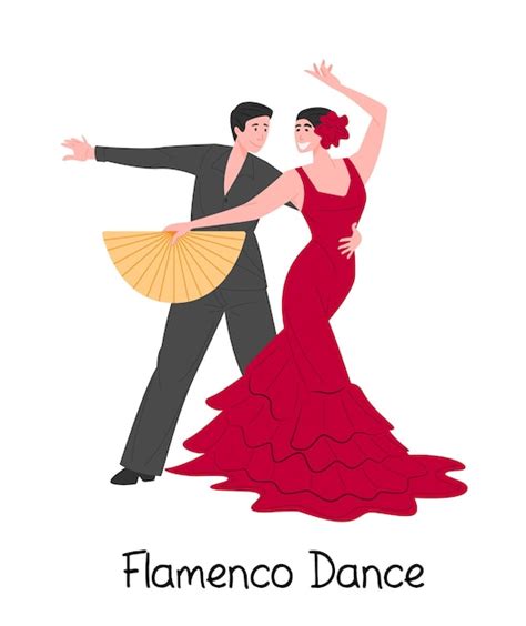 Premium Vector Cartoon Couple Dancing Spanish Flamenco