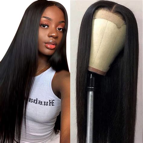 Toocci 4x4 Lace Front Wigs Straight Hair Brazilian Virgin Human Hair Lace Closure Wigs For Black