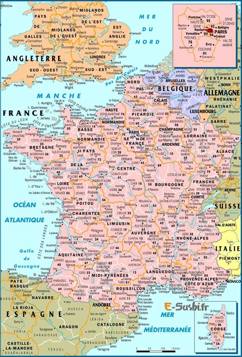 Carte des régions françaises d'aujourd'hui. Carte de France Villes - Images et Photos - Arts et Voyages