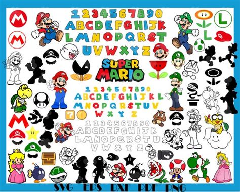 Super Mario Alphabet Svg Super Mario Printable Svg Black Etsy