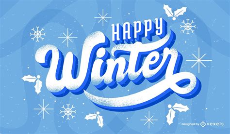Happy Winter Lettering Design Vector Download