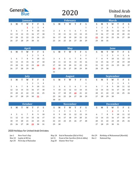 2020 Calendar With Holidays Usa