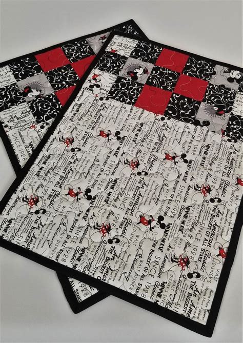 Disney Mickey Mouse An American Classic Quilted Placemats For Etsy