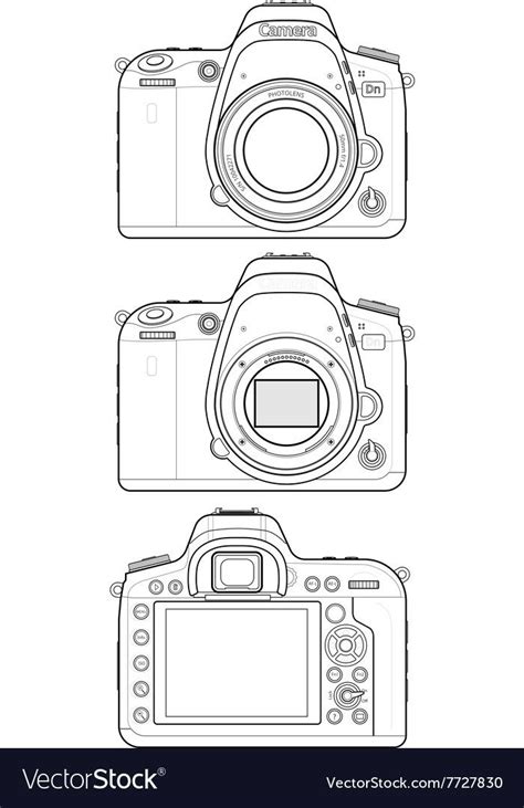 Dslr Camera Outline Vector Image On VectorStock Camera Drawing