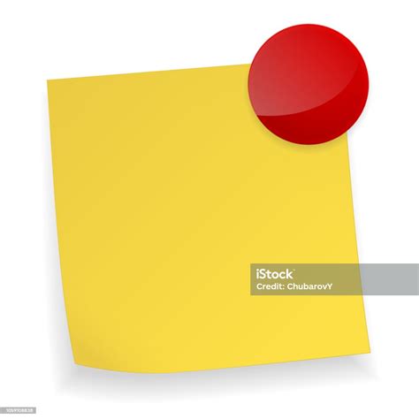 Yellow Paper Message With Red Pin Stock Illustration Download Image Now Blank Brooch Cut