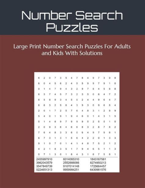 Number Search Puzzles Large Print Number Search Puzzles For Adults And