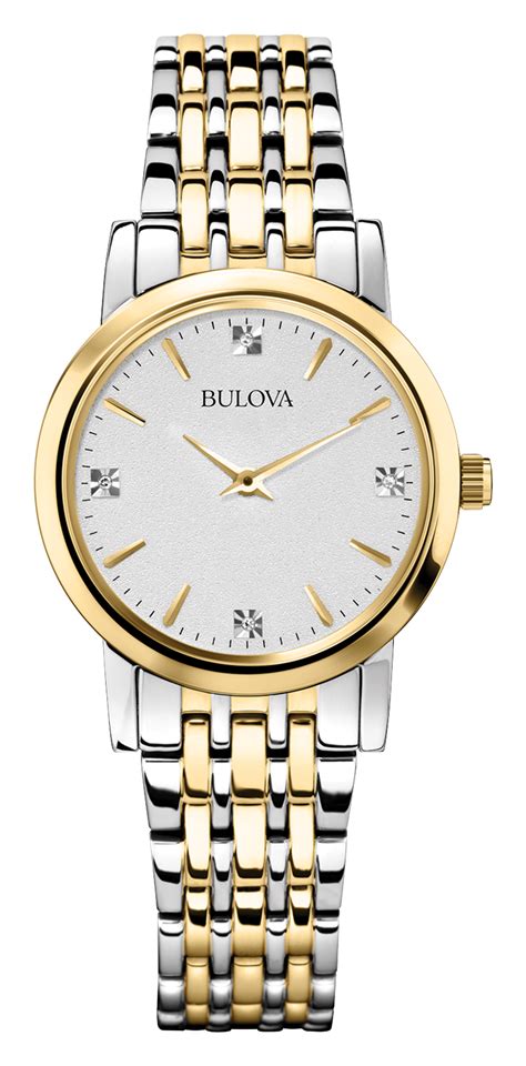 Bulova Classic Womens Gold Diamond Stainless Steel Watch Bulova