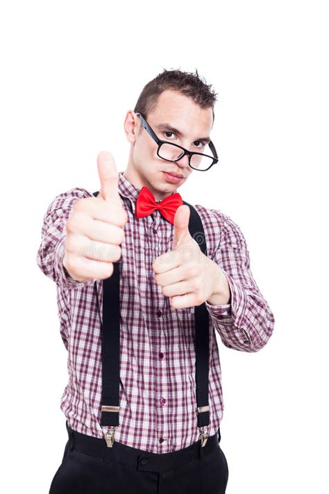 Successful Nerd Man Thumbs Up Stock Photo Image Of Eyeglasses People