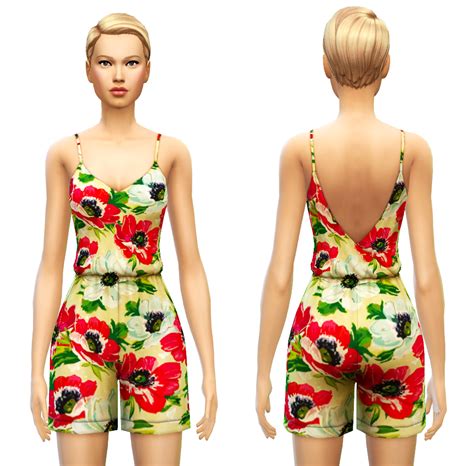 My Sims 4 Blog Floral And Solid Rompers By Sim4ny