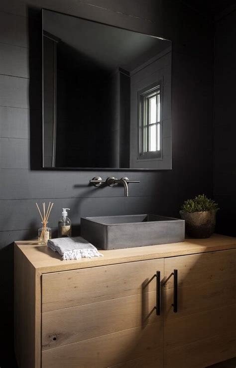 Black Shiplap Bathroom White Oak Vanity Design By Tribe Design Group Austin Tx Blackshiplap