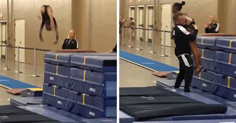 Coach Saves 9 Year Old Gymnast From Falling In Split Second Catch