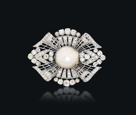 An Art Deco Natural Pearl And Diamond Brooch Brooch Pearl Christies