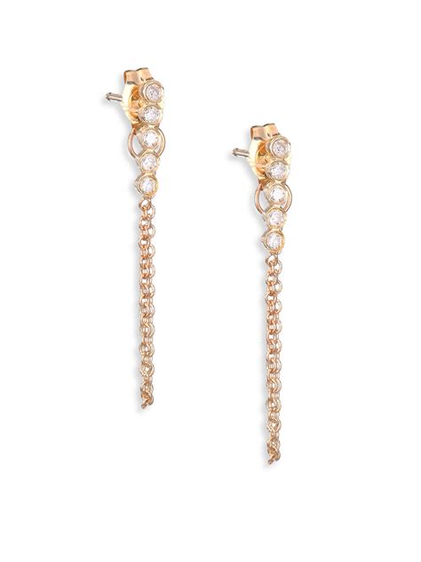 Zoe Chicco Diamond 14k Yellow Gold Chain Drop Earrings In Metallic Lyst