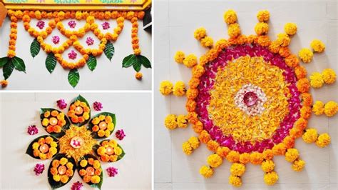 6 Simple Diwali Flower Rangoli Designs Diwali Decoration With