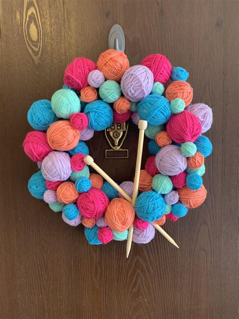 My Latest A Yarn Ball Wreath For My First Post Rope Crafts Diy Pom