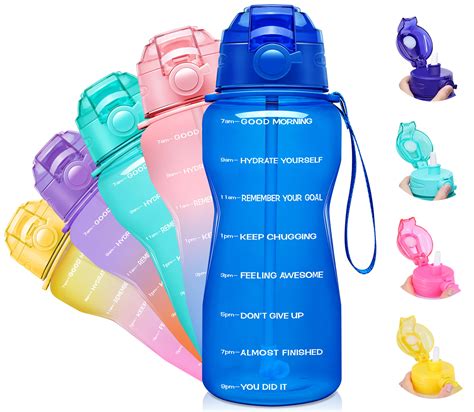 Giotto Large Half Gallon/64 Ounces Motivational Water Bottle with Time