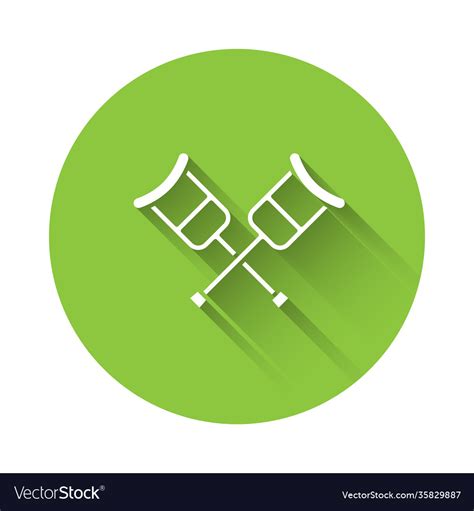 White Crutch Or Crutches Icon Isolated With Long Vector Image