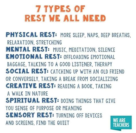 7 Types Of Rest We Motivationalinspiringhumorthought Provoking