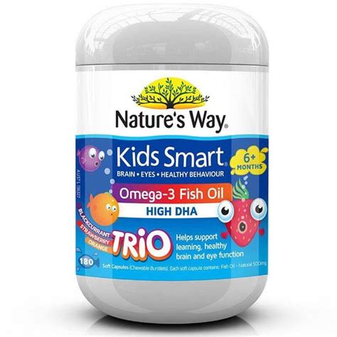 Dha is an essential fatty acid needed for proper eye and brain development, as well as mental and visual function.* Nature"s Way Kids Smart Omega 3 Fish Oil Trio 180 Capsules ...