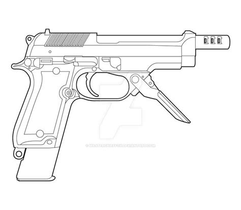 Beretta M93 Raffica Lineart By Masterchieffox On Deviantart