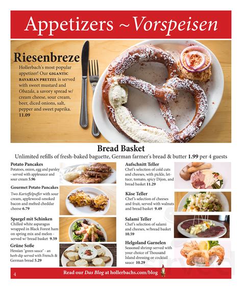 Hollerbach's Willow Tree Café German Restaurant menu in Sanford, Florida