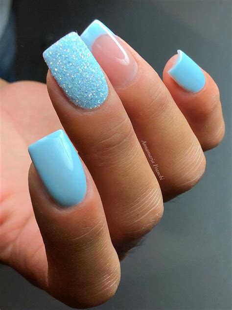 Sparkly Light Blue French Tips Soso Nail Art