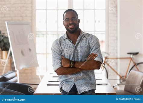 Smiling Confident African American Young Businessman Portrait Stock