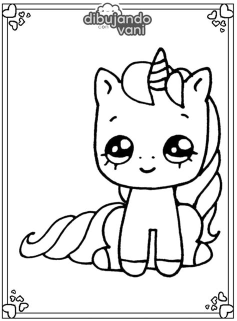 dibujo de un unicornio cute para imprimir y colorear dibujando con vani