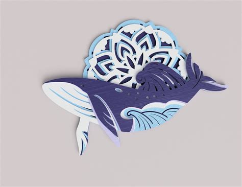 Whale Laser Cut File Layered Svg Vector Design Dxf File For Etsy