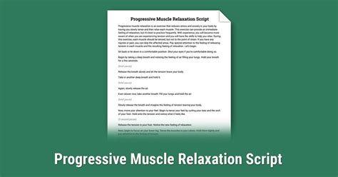 Progressive Muscle Relaxation Script Worksheet
