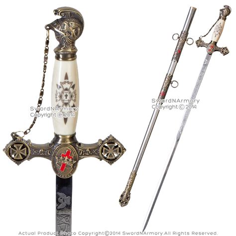 Masonic Knights Templar Ceremonial Sword Mason Antiqued Brown Finish