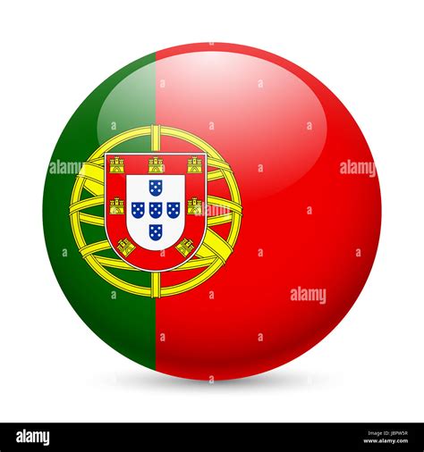 Flag Of Portugal As Round Glossy Icon Button With Portuguese Flag