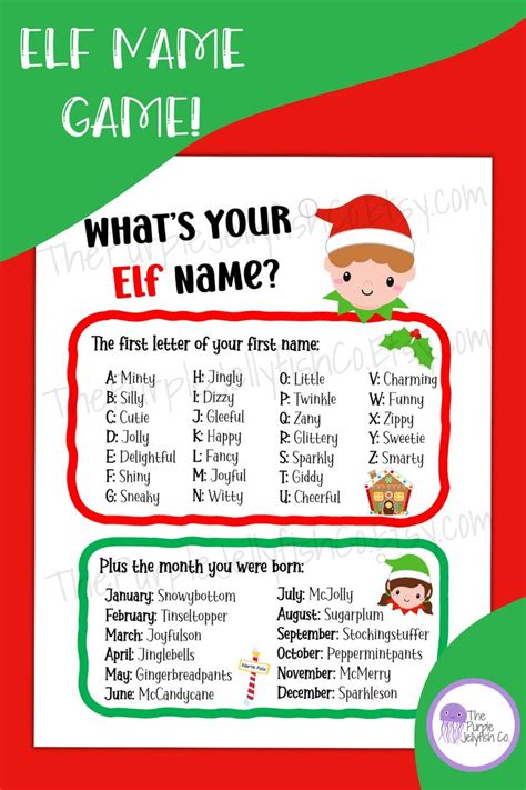 Whats Your Elf Name Printable Christmas Game Christmas Elf Names Printable Christmas Games