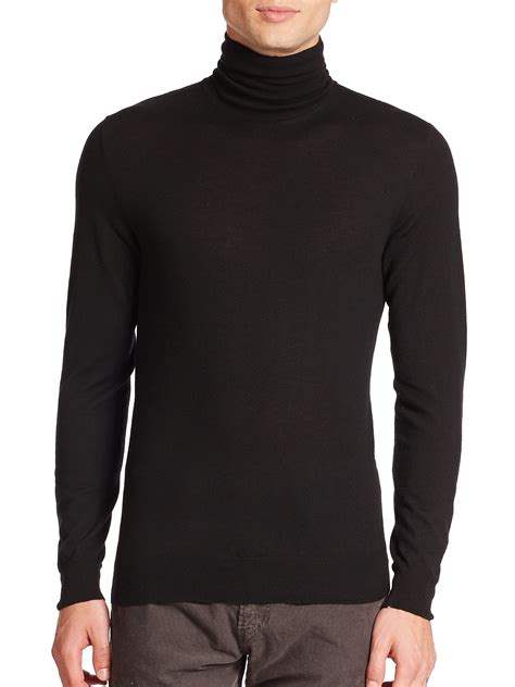 Ralph Lauren Black Label Merino Wool Turtleneck Sweater In Black For