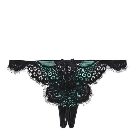 Mint Jaquelina Contrast Crotchless Thong Brandalley