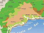 Towns map of Malaga, Spain