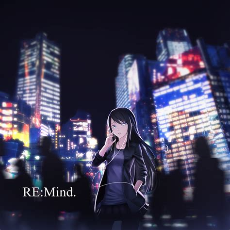 Wallpaper City Night Long Hair Anime Girls Blue Eyes Black Hair